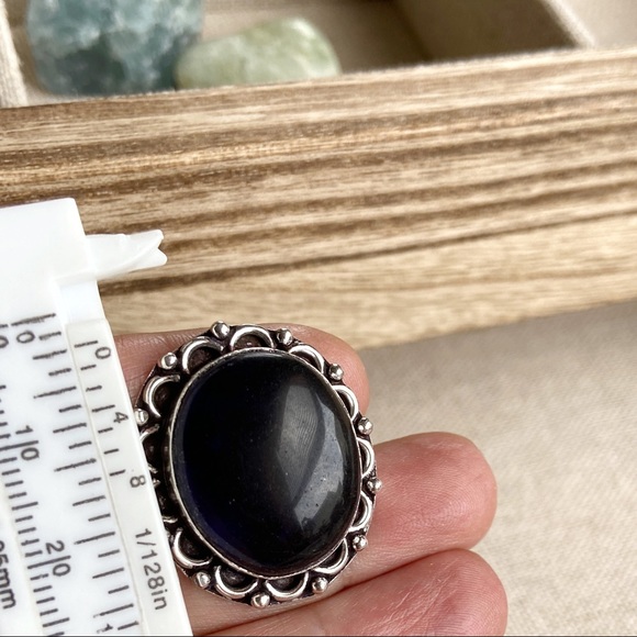 Untreated Burma sapphire sterling silver Victorian ring - Picture 3 of 4